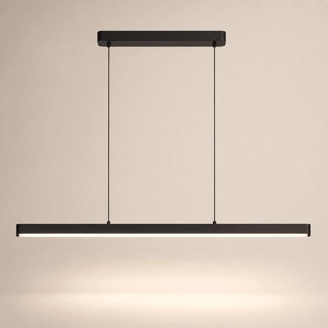Minimal matte black linear LED pendant light